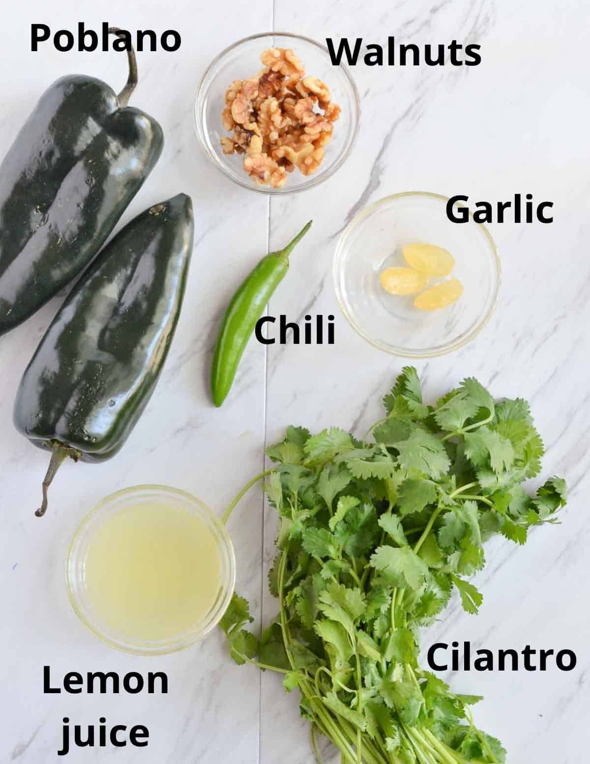 ingredients listed to make the pesto