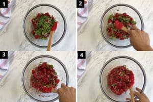 process shots how to make raspberry salsa dip