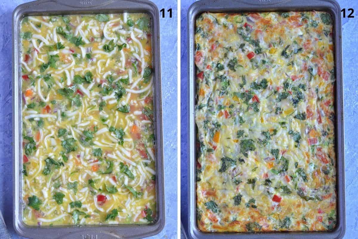 in left pic, top it with shredded cheese and right pic, bake for 20 minutes.