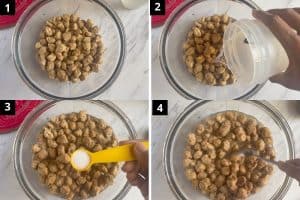 soaking tvp crumbles with salt and warm water for 15 minutes