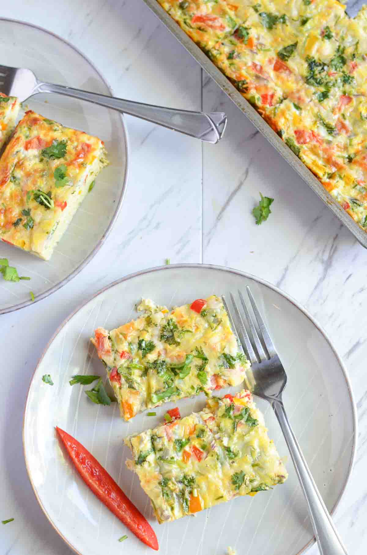 sheet pan eggs single serving in a plate.