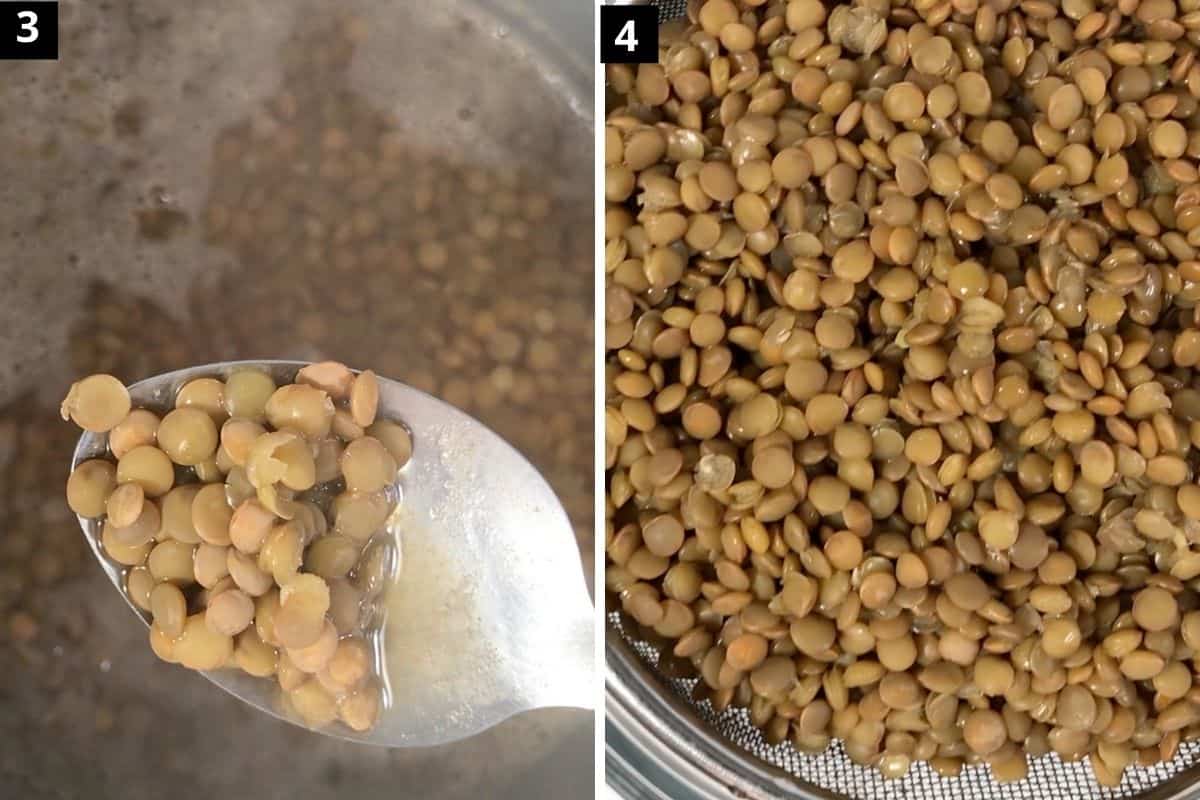 lentil are boiled in pic 3 and further drained shown in pic 4.