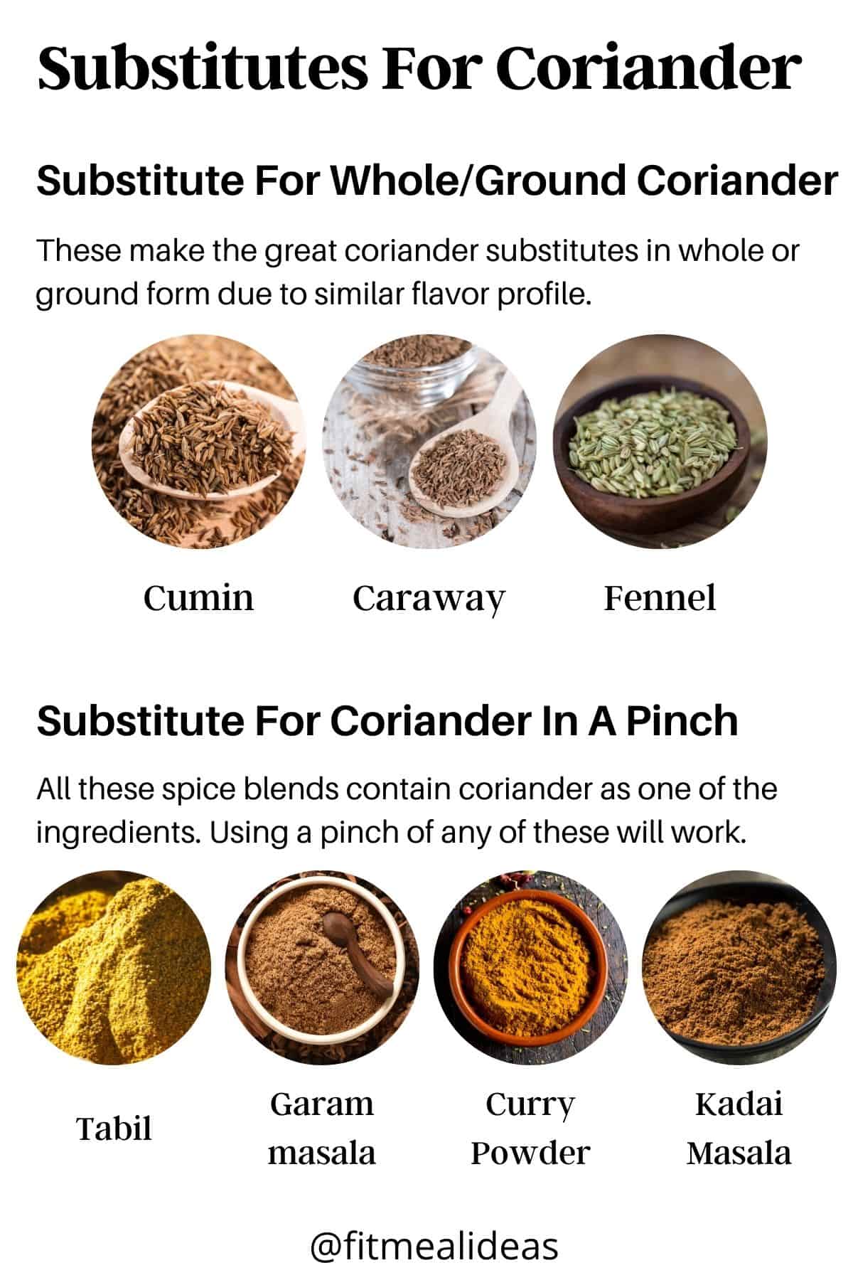 infographic for coriander seeds substitutes
