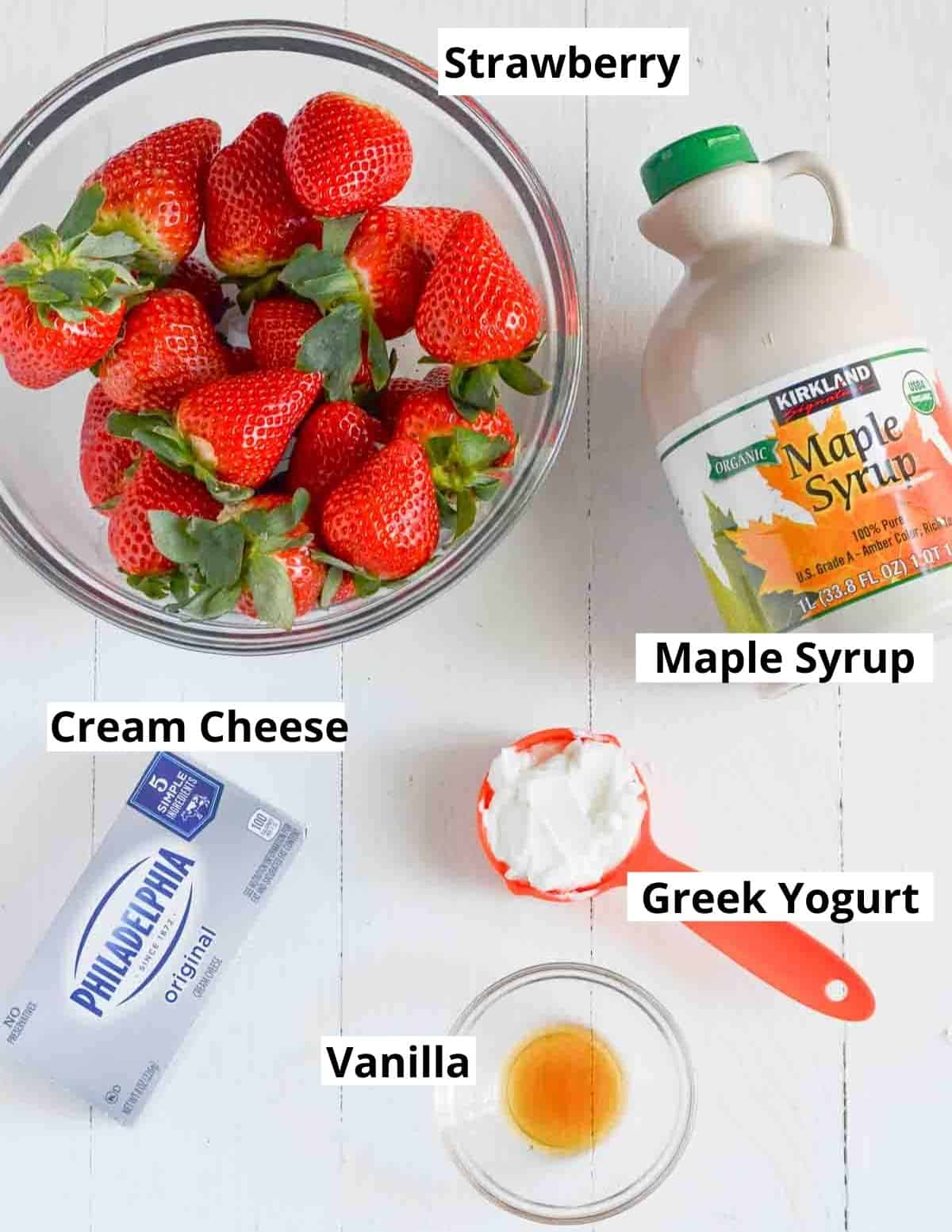 List of ingredients to make deviled strawberries