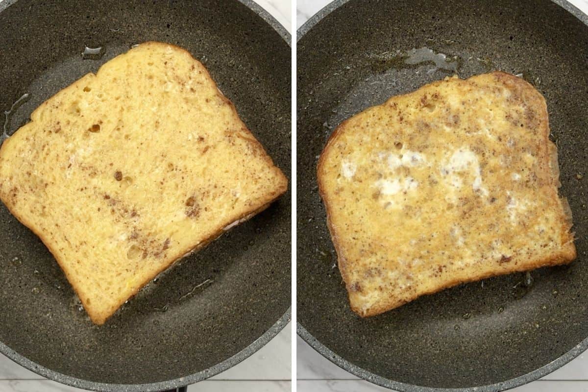 Cook the toast for 2-3 mins on one side. Flip on other side and cook for the same time.