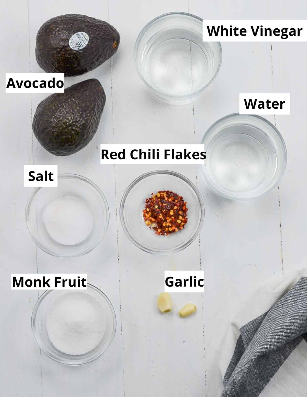 all ingredients listed in the pic to make avocado pickle.